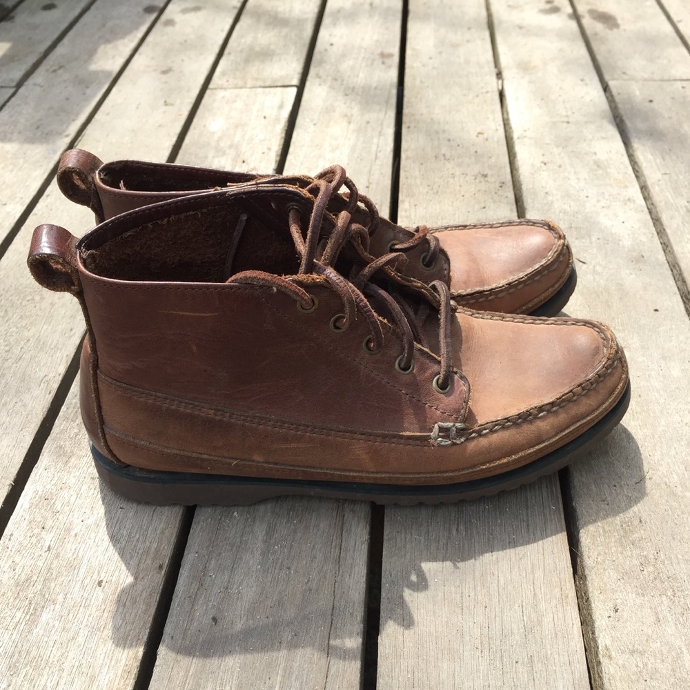 rare HH brown brand moc toe leather ankle boot